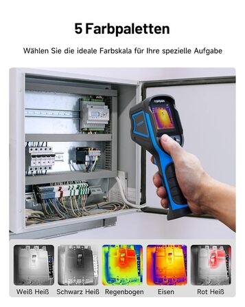 TOPDON TC004 Міні тепловізор, 240x240 IR-роздільна здатність, ручний тепловізійний прилад, 15 годин роботи від акумулятора, частота оновлення 25 Гц, діапазон температур -20℃ до 450℃, високий/низький температурний тригер, чорно-синя палітра