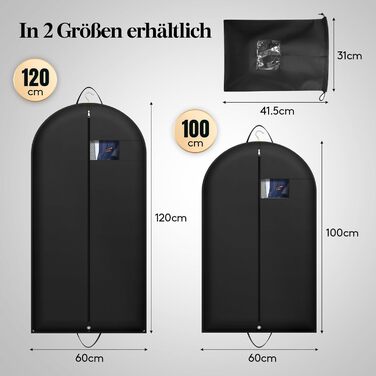 Чохол для одягу Lifewit 120 GSM з мішком для взуття - для костюмів, піджаків, ансамблів. Ідеально для подорожей та зберігання. Розмір 120 x 60 см.