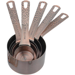 Smithcraft 5-Piece Measuring Cup Set, Copper, Metal & Metric, for Dry & Liquid Ingredients, 1/8, 1/4, 1/3, 1/2 & 1 Cup