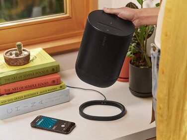 Sonos Move 2: Портативна бездротова колонка Wi-Fi/Bluetooth, чорна. До 24 год роботи, зарядка без дротів, сумісність з Alexa