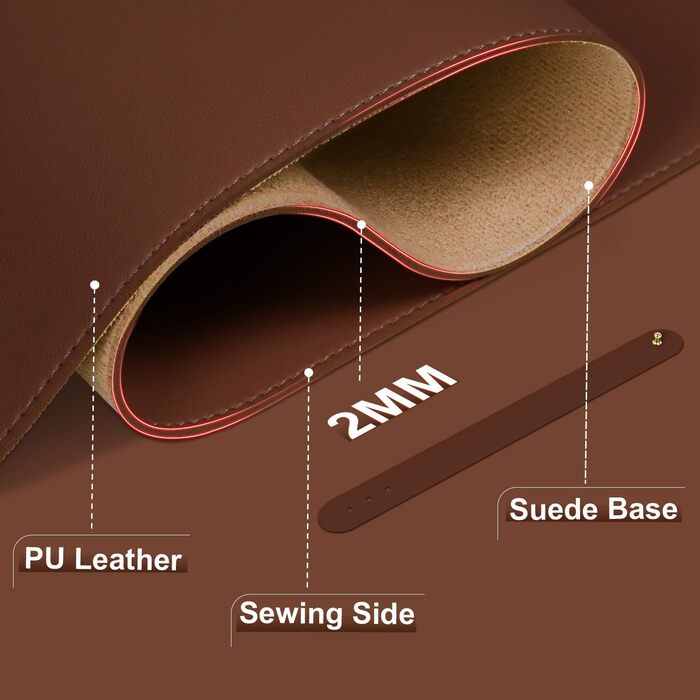 Підкладка на стіл шкіряна велика двостороння водонепроникна Robbenbraun 120x60 см для письма та малювання коричнева