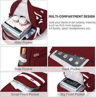 Дитячий рюкзак для школи дівчинки-підлітка, водонепроникний, легкий, великий, модний - (Червоний)