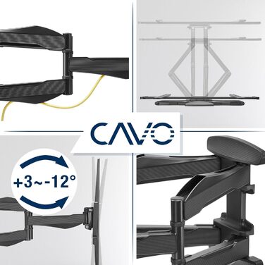 Настінне кріплення для телевізора CAVO Motion 32-80 дюймів, до 45 кг, VESA 400x400, поворотне, нахильне, універсальне для LED/LCD/OLED