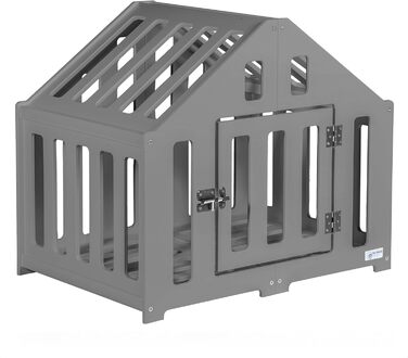 Будка для собак з дерева, клітка для собак із замком, вольєр для собак, чорна, для дому, підходить для собак та котів