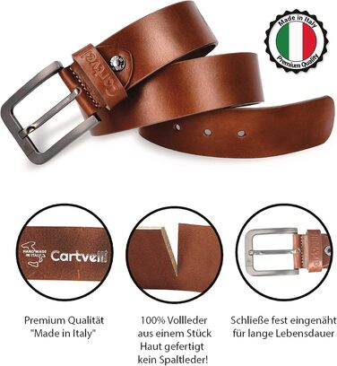 Чоловічий шкіряний ремінь преміум-якості з подарунковою коробкою. Ширина 40 мм, регулюється, підходить для джинсів, чинос, костюма та штанів. Колір: коричневий.