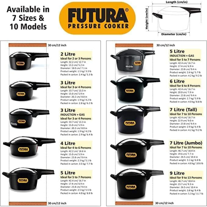 Швидковарка Hawkins Futura, 3 літри, чорна, з нержавіючою сталею, з кришкою з нержавіючою сталлю (FP30)