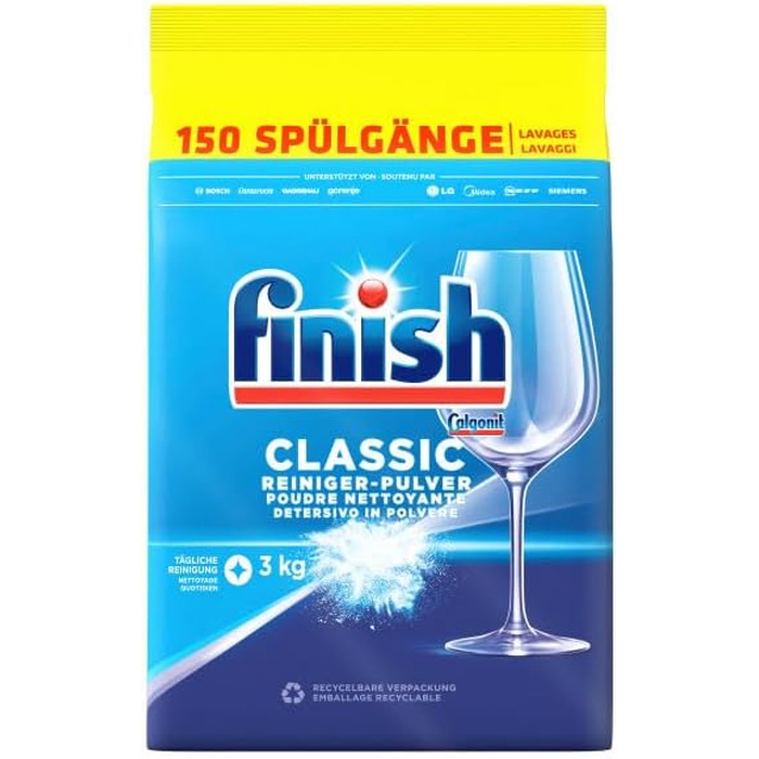 Порошок для посудомийних машин Finish Classic без фосфатів, 3 кг (набір 3 шт)