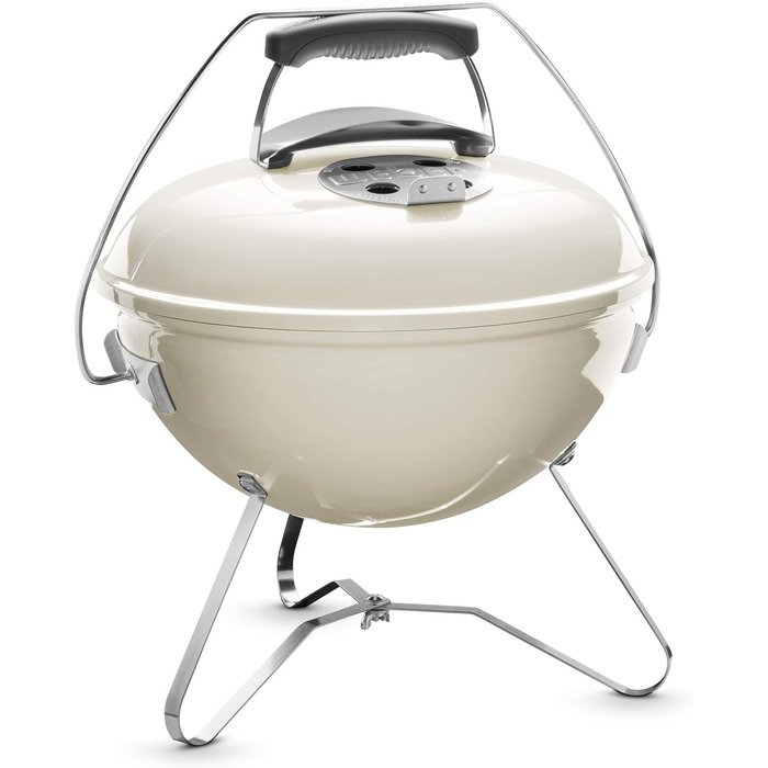 Портативний вугільний гриль Weber Smokey Joe Premium, 37 см, слонова кістка, з порцеляновою емаллю та ручкою для перенесення
