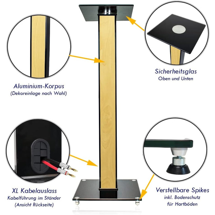 Ексклюзивні підставки для колонок BS03 чорного глянцю з декоративною вставкою (з акорну)