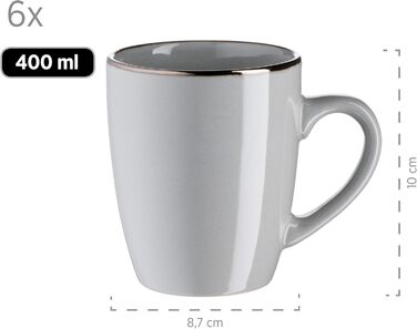 Сервіз MÄSER Metallic Rim: 24-частинний набір посуду для 6 осіб, сірий, з металевим оздобленням, з каменю