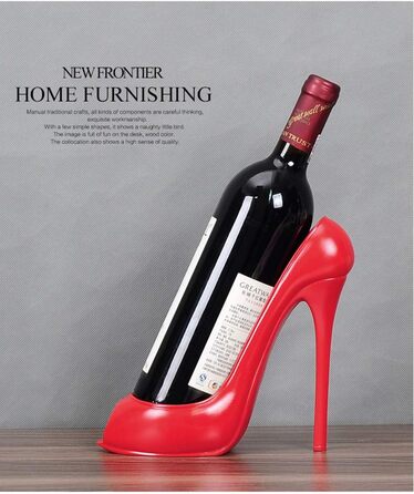 High Heel Fantasy Wine Bottle Holder, for Wedding, Party, Home Decoration (Red High Heel)