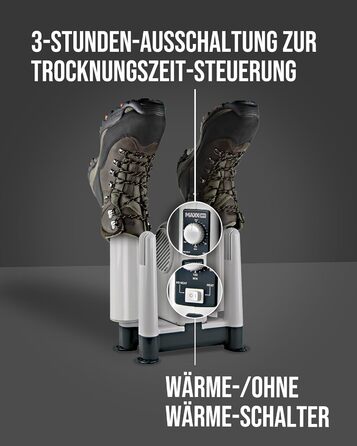 MaxxDry Heavy Duty Boot, Shoe & Glove Dryer - 240W, Dries 4 items in 1 hour, Eliminates odors, Safe for all fabrics, Includes extension tubes, 180cm cable, 1 year warranty