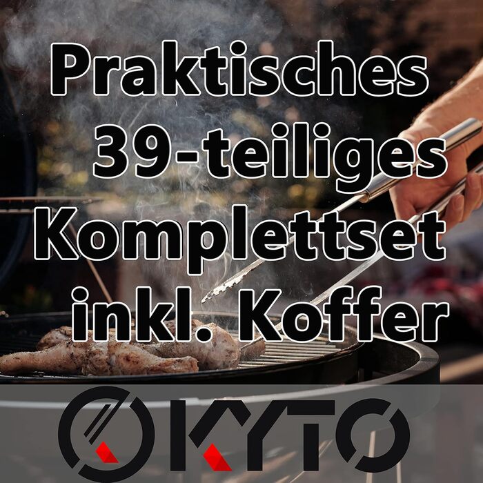 Набір аксесуарів для гриля Kyto BBQ 39 предметів з кейсом: гриль-набір, посуд для барбекю, аксесуари для гриля та мангала, для дачі, кемпінгу, подарунок для чоловіка