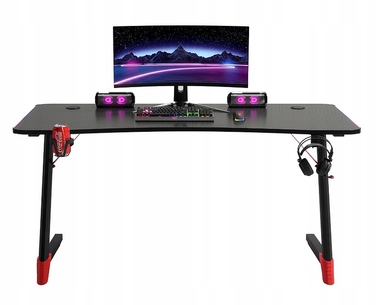 Ігровий комп'ютерний стіл з LED-підсвіткою, сучасний геймерський стіл, 140 см, чорний