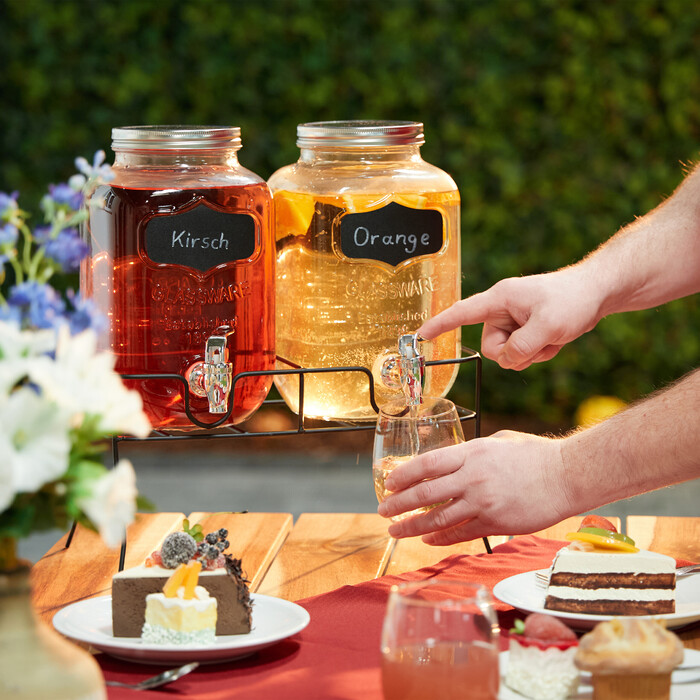 Relaxdays 2-Piece Drink Dispenser with Stand, 4L