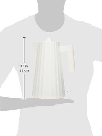 Alessi Plissé Electric Kettle - 2400W, 1.7L, White Thermoplastic Resin Kettle with European Plug