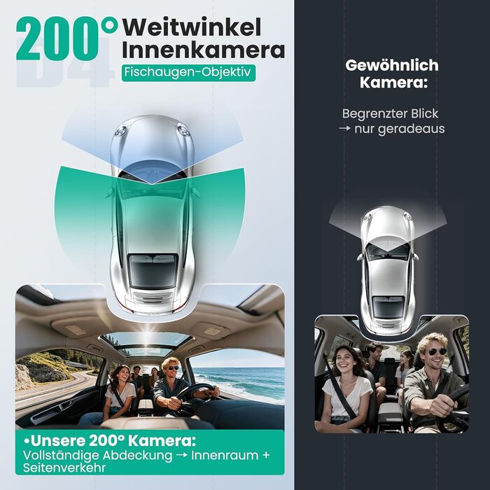 Відеореєстратор 4K автомобільний передній та задній, 3 канали, 64GB SD карта, IPS дисплей, нічна зйомка, WiFi Black-D4