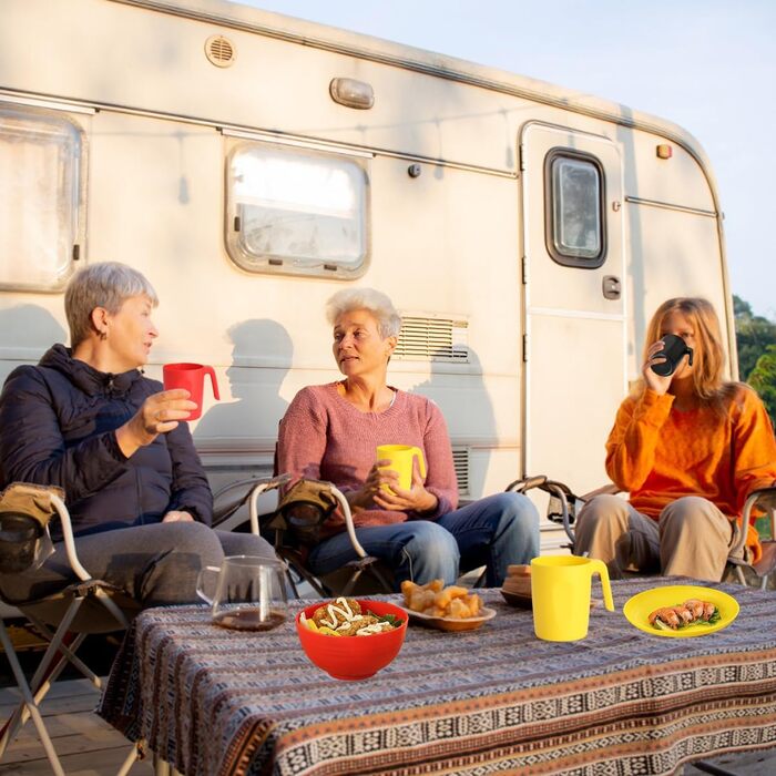 Набір посуду Berglander з білого пластику (24 шт) для 6 осіб: тарілки, миски, чашки