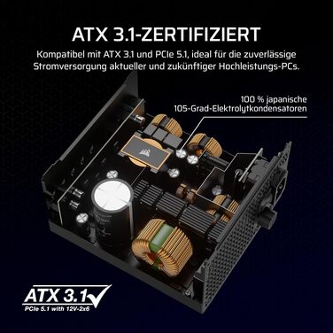 Блок живлення Corsair RM850x (2024) 850W — повністю модульний, ATX 3.1, PCIe 5.1, низький рівень шуму, чорний