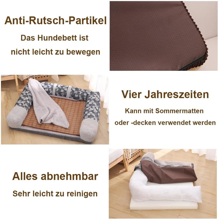 Софа для собак Nyescasa, ортопедична, нековзна, тепла, сіра, розмір S (55 x 45 x 13 см)