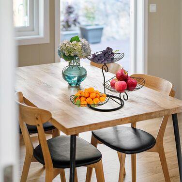 Етажерка для фруктів Evomosa 3 яруси, чорна. Містка, стійка, для сім'ї. Сучасна фруктова тарілка для фруктів та снеків