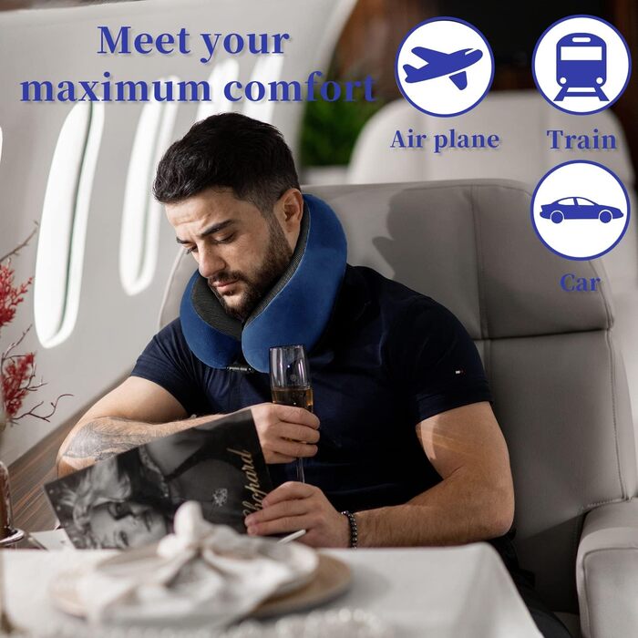 Подушка для шиї Poligono для подорожей: м'яка, комфортна, з піною з пам'яті, компактна, блакитна