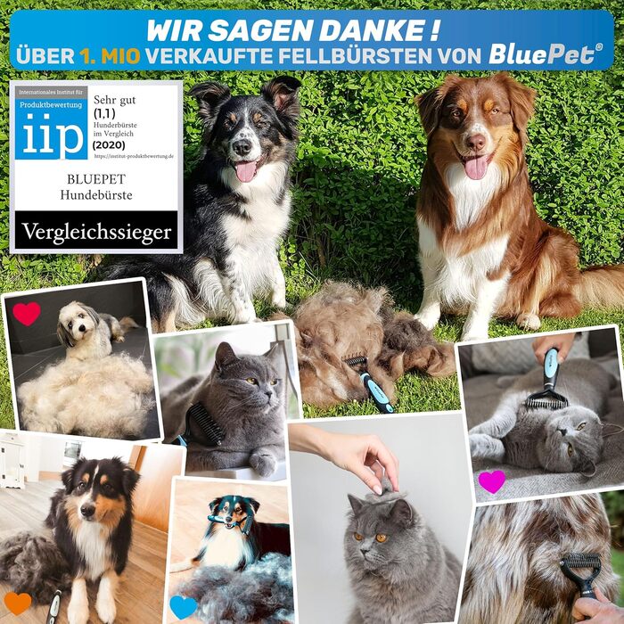 Буршлюк для собак та котів з довгим хутром BluePet: щітка та гребінець для видалення підшерстя та ковтунів | Захист верхнього шару шерсті
