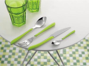 Amefa ECLAT Cutlery Set, 24-piece, Cutlery Set for 6 People, Plastic Handles in Pastel Green, Dishwasher Safe, Cutlery Made of Stainless Steel
