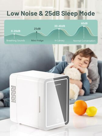 MINI холодильник для косметики VINATO 4L з LED-дзеркалом, 220V/12V, охолодження/нагрівання, для авто, офісу, кімнати