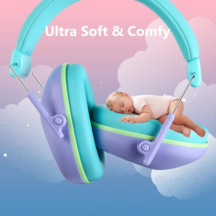 Навушники для захисту від шуму ProCase для дітей, 24dB NRR, складні, регульовані, фіолетові