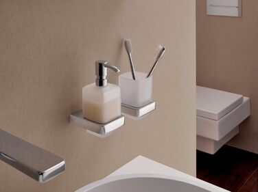 EMCO Trend Toothbrush Holder, Bathroom Accessories, Satin Crystal Glass/Chrome, 022000100, Metal, Grey, One Size