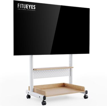 Підставка для телевізора FITUEYES на колесах, регульована по висоті, для телевізорів 40-85 дюймів, VESA 600x400 мм, білий
