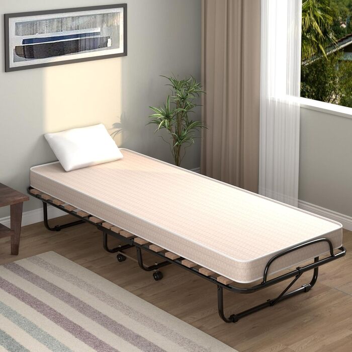 COSTWAY Foldable Guest Bed with Foam Mattress