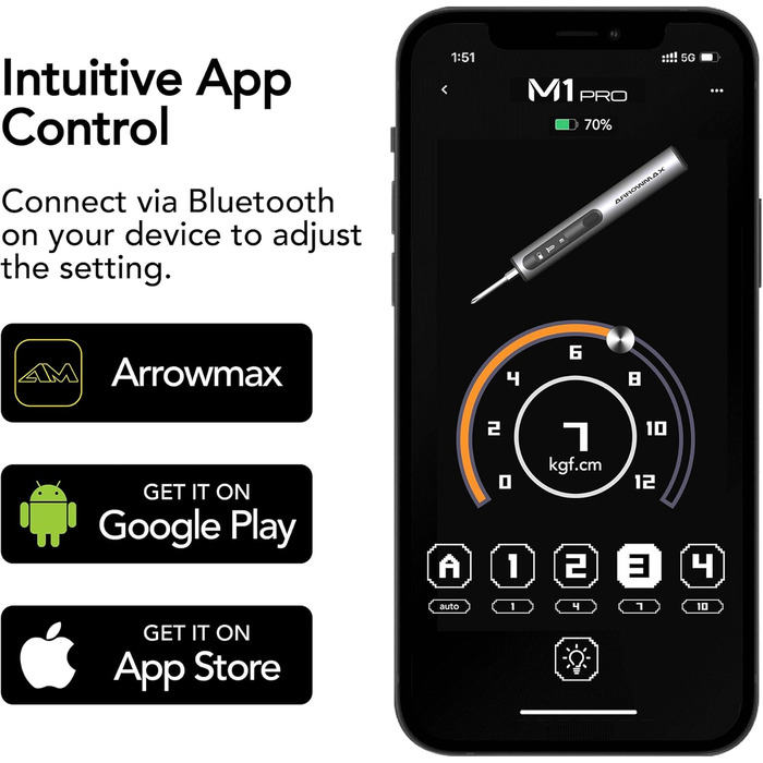 ARROWMAX Міні електричний шуруповерт, прецизійний набір інструментів для ремонту телефонів, годинників, ноутбуків (M1 PRO)