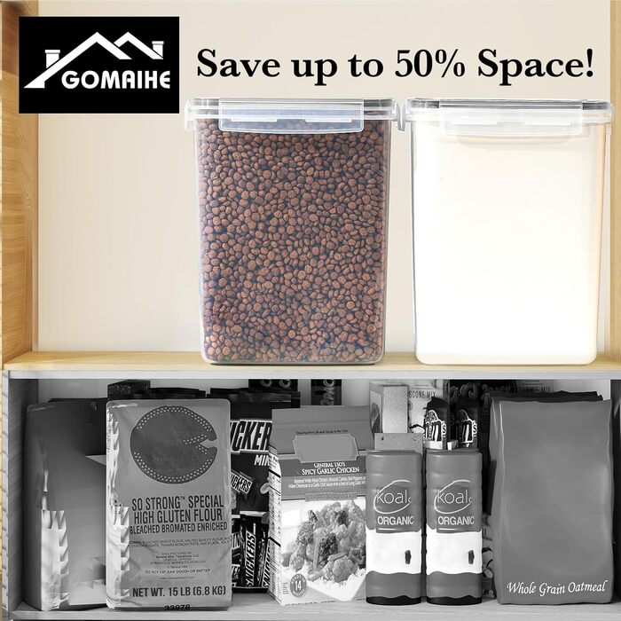 Набір контейнерів для зберігання GoMaihe 2.5л*6 шт. + 9.5л*2 шт. - Контейнери для продуктів, герметичні, пластикові, для кухні