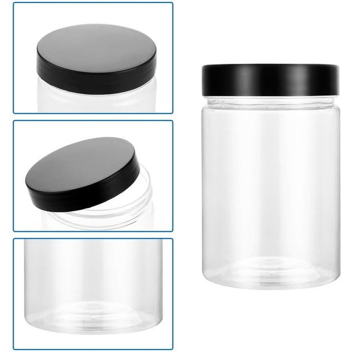 Набір контейнерів для зберігання 16 шт. по 500 мл з кришкою, прозорі пластикові банки, BPA-Free, для солодощів та продуктів харчування