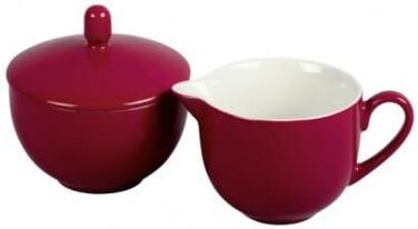 Ritzenhoff & Breker Milk & Sugar Doppio, Red, Milk Jug/Pourer 170 ml, Sugar Bowl ø 9 cm, made of porcelain, dishwasher safe