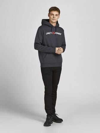 Чоловічий худі з капюшоном JACK & JONES з логотипом, колір Asphalt, розмір M