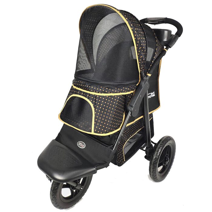 Buggy Innopet Adventure для собак та котів - чорний/жовтий, для бездоріжжя, вантажопідйомність 30 кг, EVA-колеса 30 см, складаний, великий відсік для зберігання