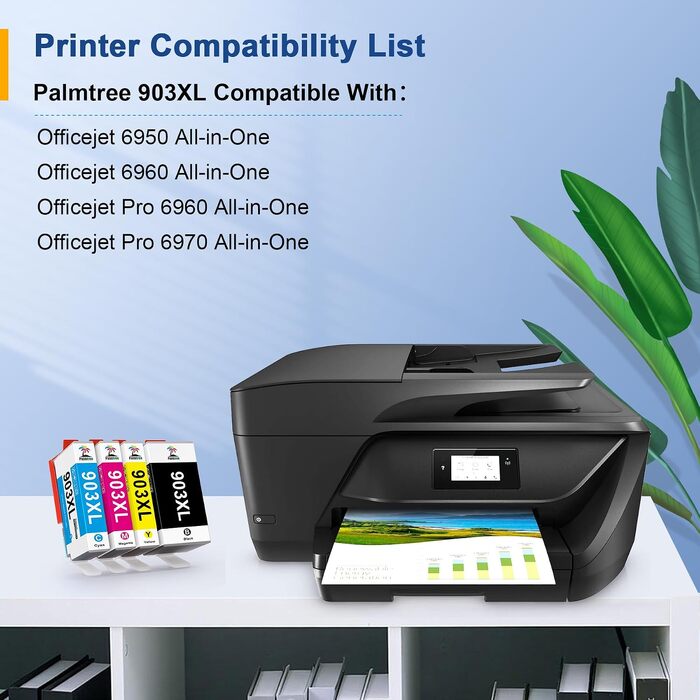 Комплект картриджів Palmtree 903XL (4 шт.) для принтерів HP OfficeJet Pro 6950, 6960, 6970 — сумісні чорнильні картриджі