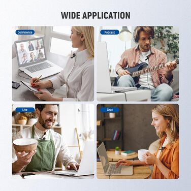 NEEWER Міні-мікрофон-лавал'єр з USB-підключенням для Mac, Windows, PC, YouTube, Skype, Podcast, Gaming, Vlog, Video Konferенції (1 шт.)