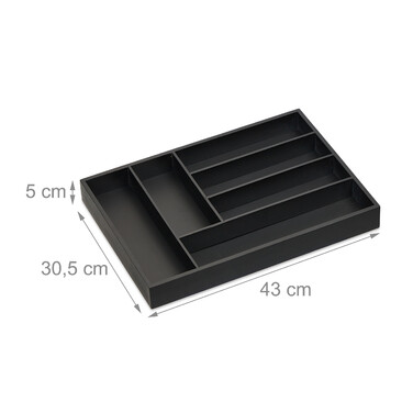 Relaxdays Black Cutlery Box with 6 Compartments
