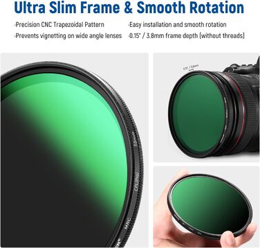 NEEWER 58mm Поляризаційний фільтр (Polfilter/CPL) - Зменшує відблиски, покращує контраст, HD скло