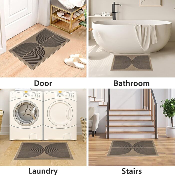 Килимок для дому та вулиці 50x80 см, джутовий, антиковзаючий, чорний