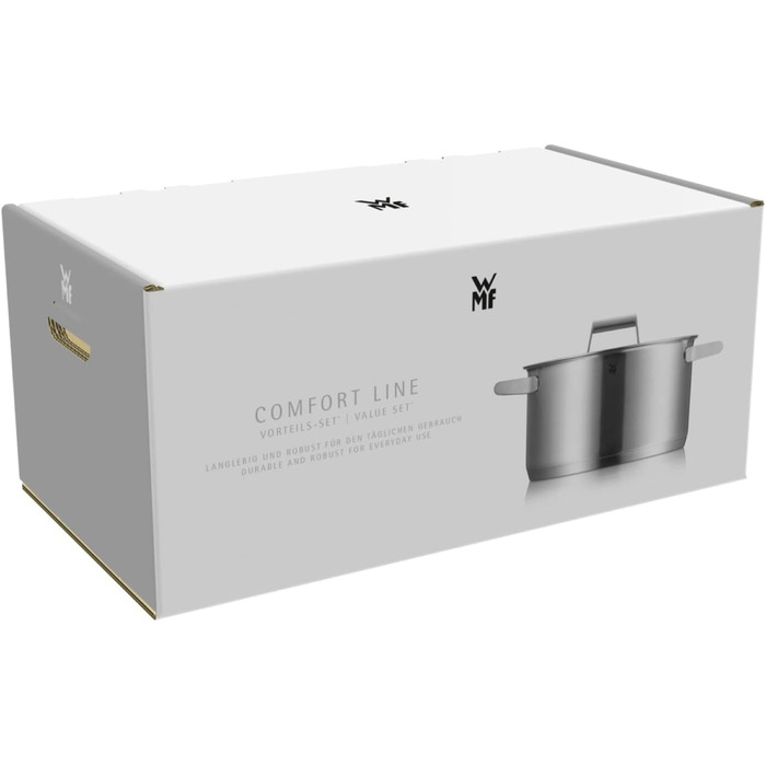 Набір каструль WMF Comfort Line Induktion 5-ти частинний з кришкою з термоскла, Cromargan нержавіюча сталь, з маркуванням, для індукційних плит, стійкий, без покриття