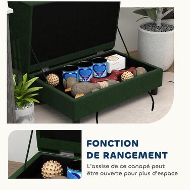 Диван для собак та котів PawHut з місцем для зберігання, зелений, 76 x 45 x 43 см