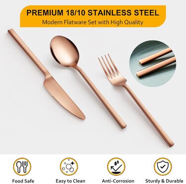 Набір столових приборів Velaze, 24 шт. (рожеве золото) для 6 осіб