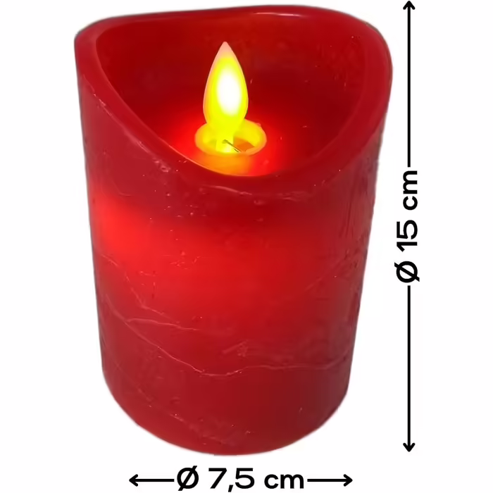 ToCi LED Candles Red Ø 7.5 x 15 cm - Set of 4 flameless real wax candles - with moving flame and timer - Advent candles, grave candles