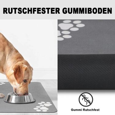 Підкладка під миску для собак та котів, нековзна, чорна 40x60 см. Швидковисихаюча, легко миється. Підкладка для годівниці для тварин