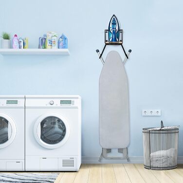 Настінна підставка для прасувальної дошки MOREE з кошиком для зберігання – тримач для праски та прасувальної дошки для пральні – чорний, великий